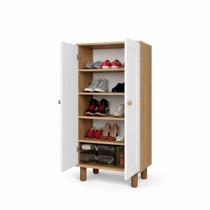 Hanah Home Ayka 1600-205 Armario Multiusos Blanco y Nogal